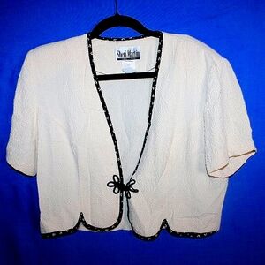 Sheri Martin Vintage Cropped Bolero Jacket Cream Black 10